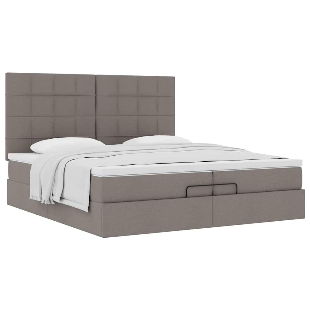 vidaXL Rama łóżka otomana z materacami, taupe, 200x200 cm, tkanina