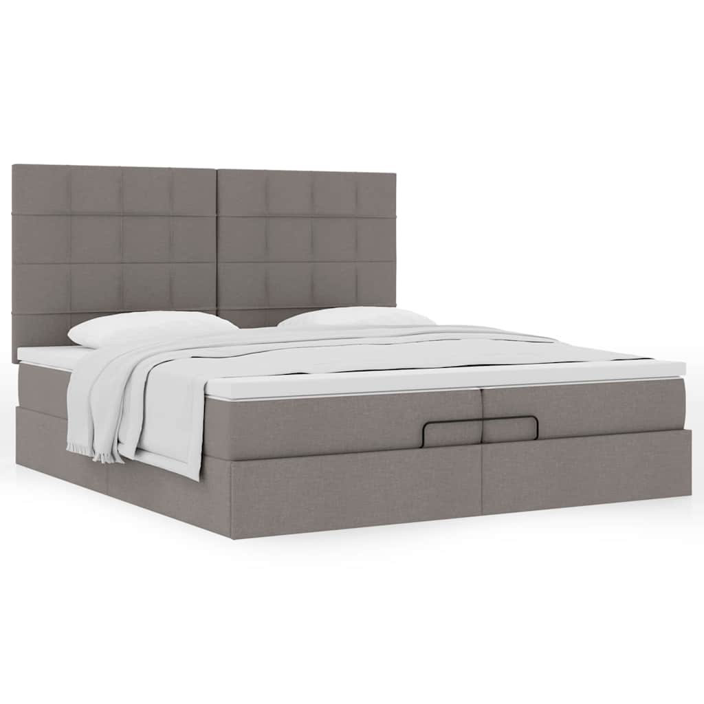 vidaXL Rama łóżka otomana z materacami, taupe, 200x200 cm, tkanina