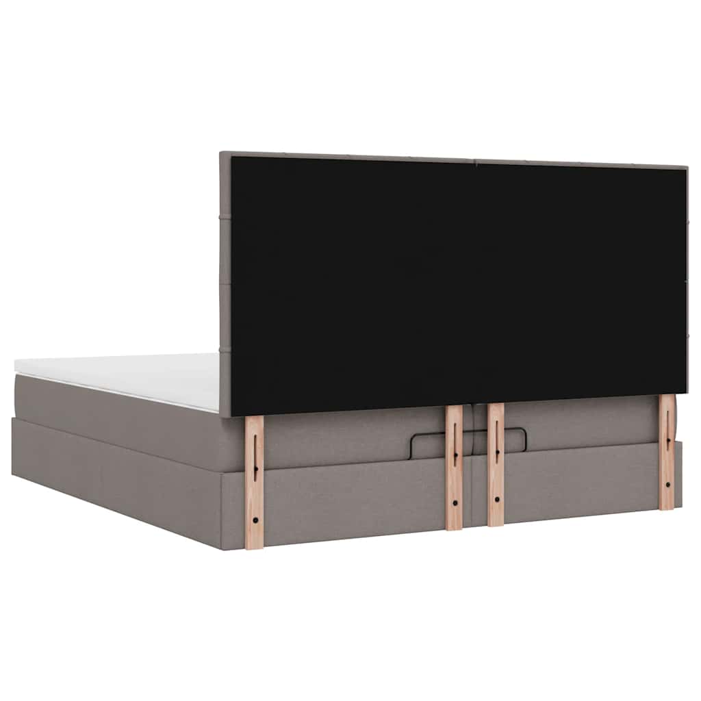 vidaXL Rama łóżka otomana z materacami, taupe, 200x200 cm, tkanina