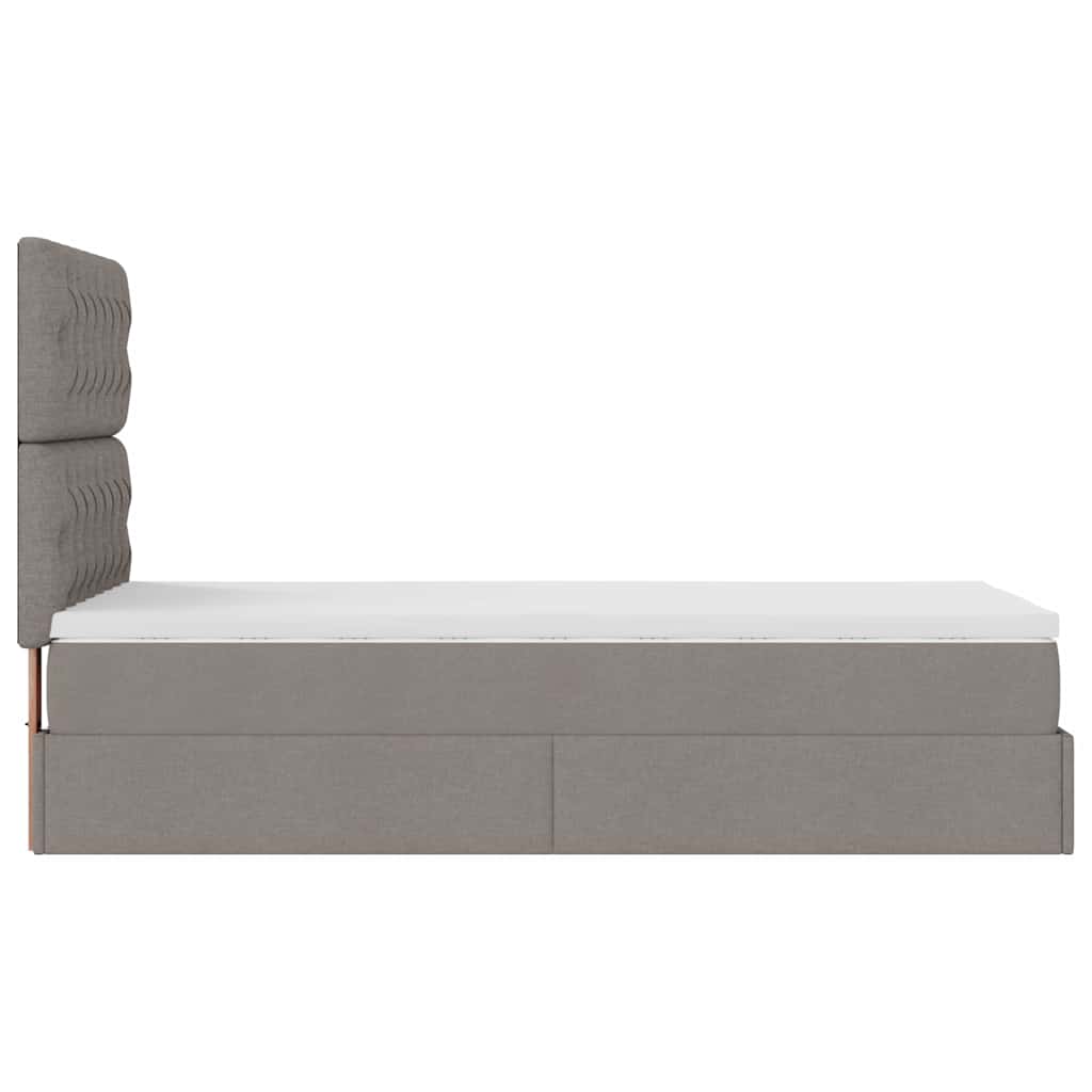 vidaXL Łóżko otomana z materacem, taupe, 100x200 cm, tkanina
