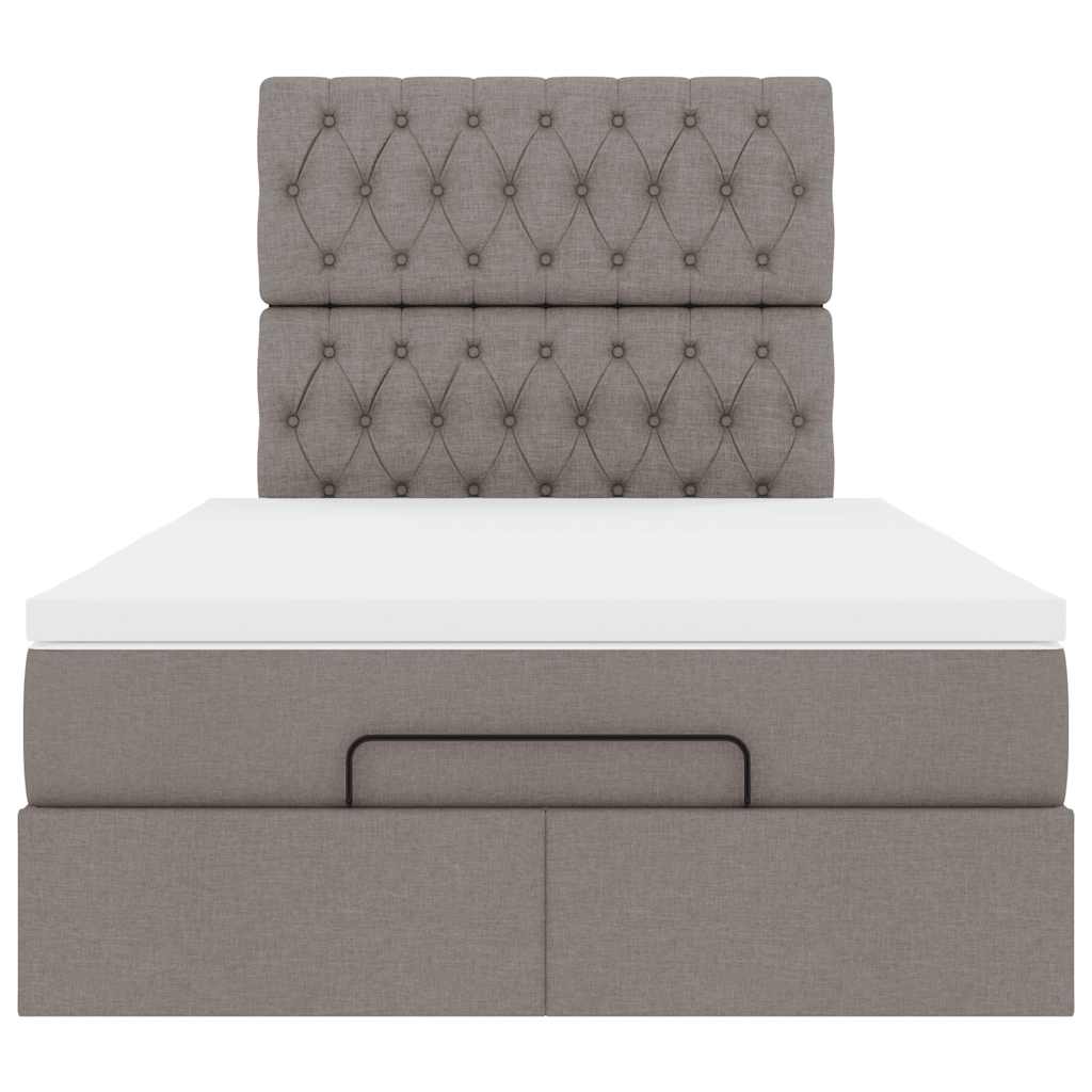vidaXL Rama łóżka otomana z materacem, taupe, 120x190 cm, tkanina