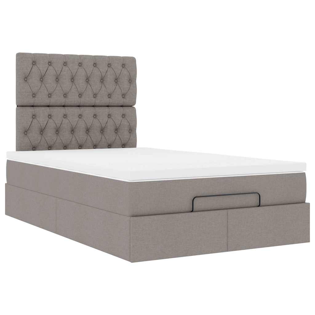 vidaXL Rama łóżka otomana z materacem, taupe, 120x200 cm, tkanina