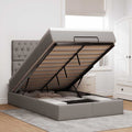 vidaXL Rama łóżka otomana z materacem, taupe, 120x200 cm, tkanina