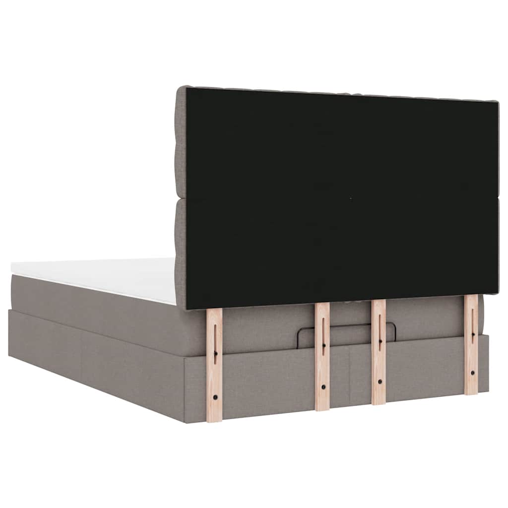 vidaXL Rama łóżka otomana z materacem, taupe, 140x190 cm, tkanina