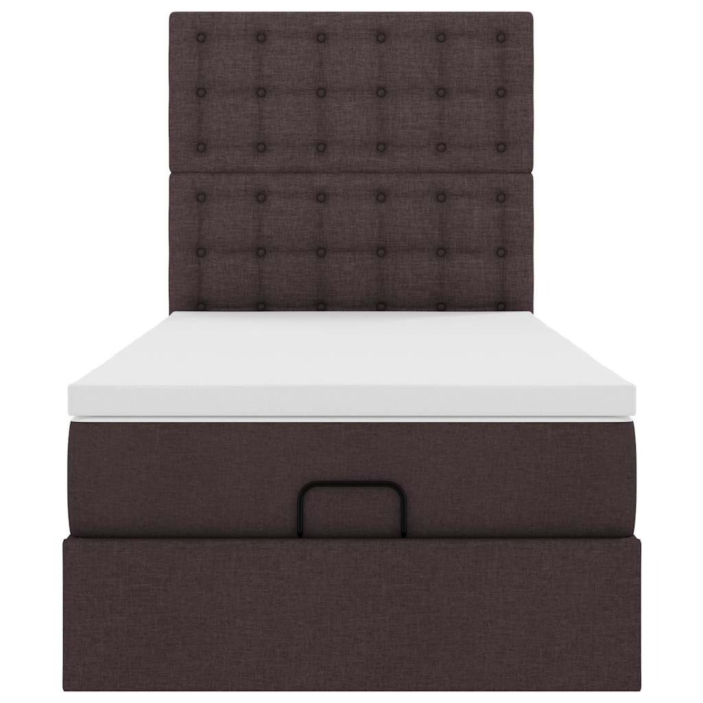 vidaXL Łóżko otomana z materacem, ciemnobrązowe, 90x200 cm, tkanina
