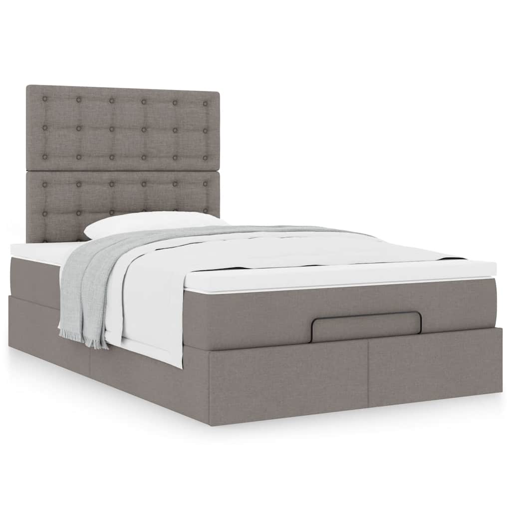 vidaXL Rama łóżka otomana z materacem, taupe, 120x190 cm, tkanina