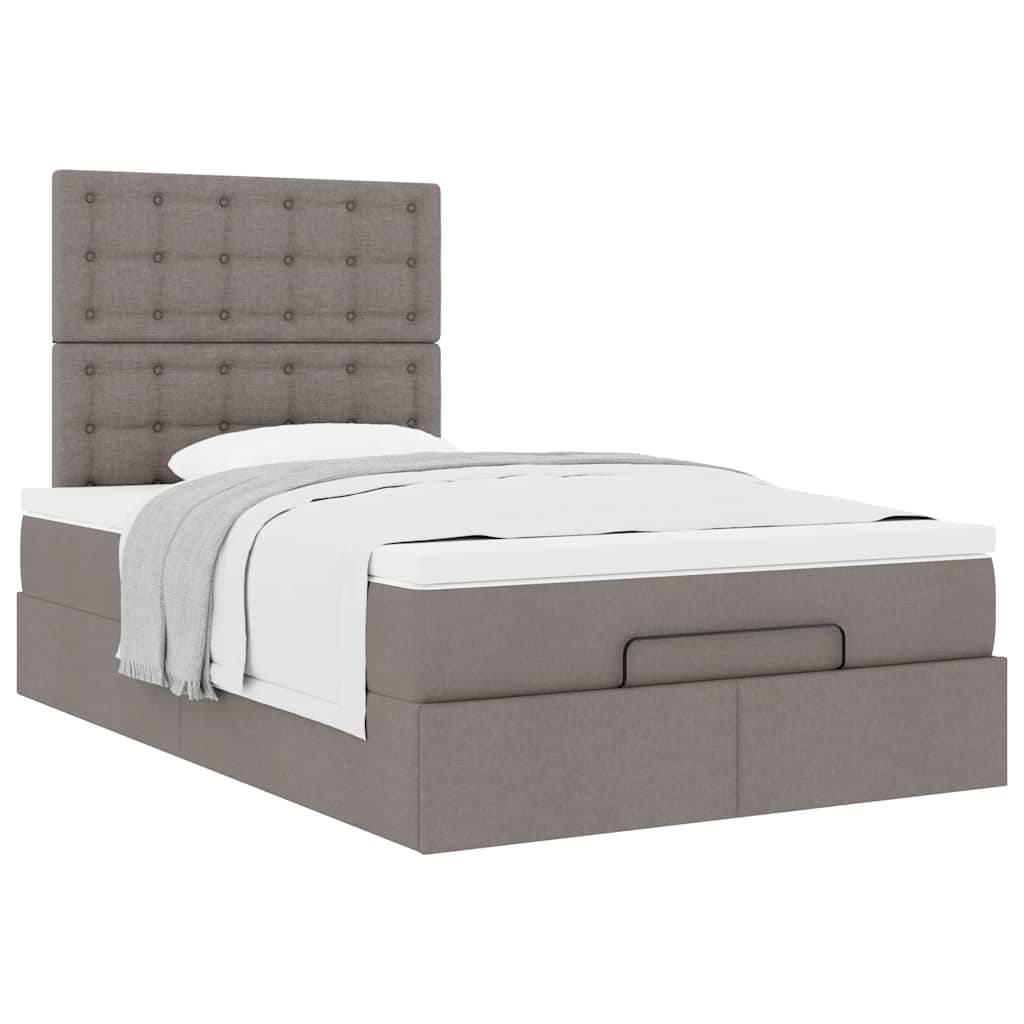 vidaXL Rama łóżka otomana z materacem, taupe, 120x190 cm, tkanina