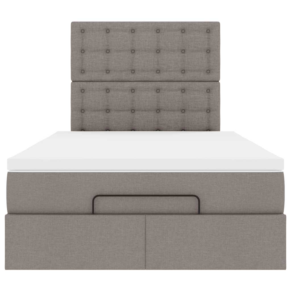 vidaXL Rama łóżka otomana z materacem, taupe, 120x190 cm, tkanina