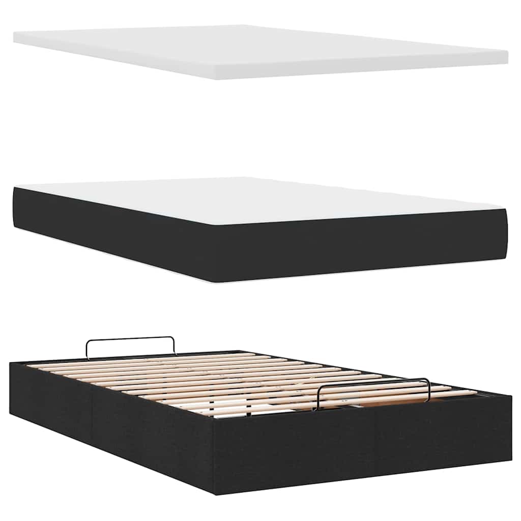 vidaXL Rama łóżka otomana z materacem, czarna, 120x200 cm, tkanina