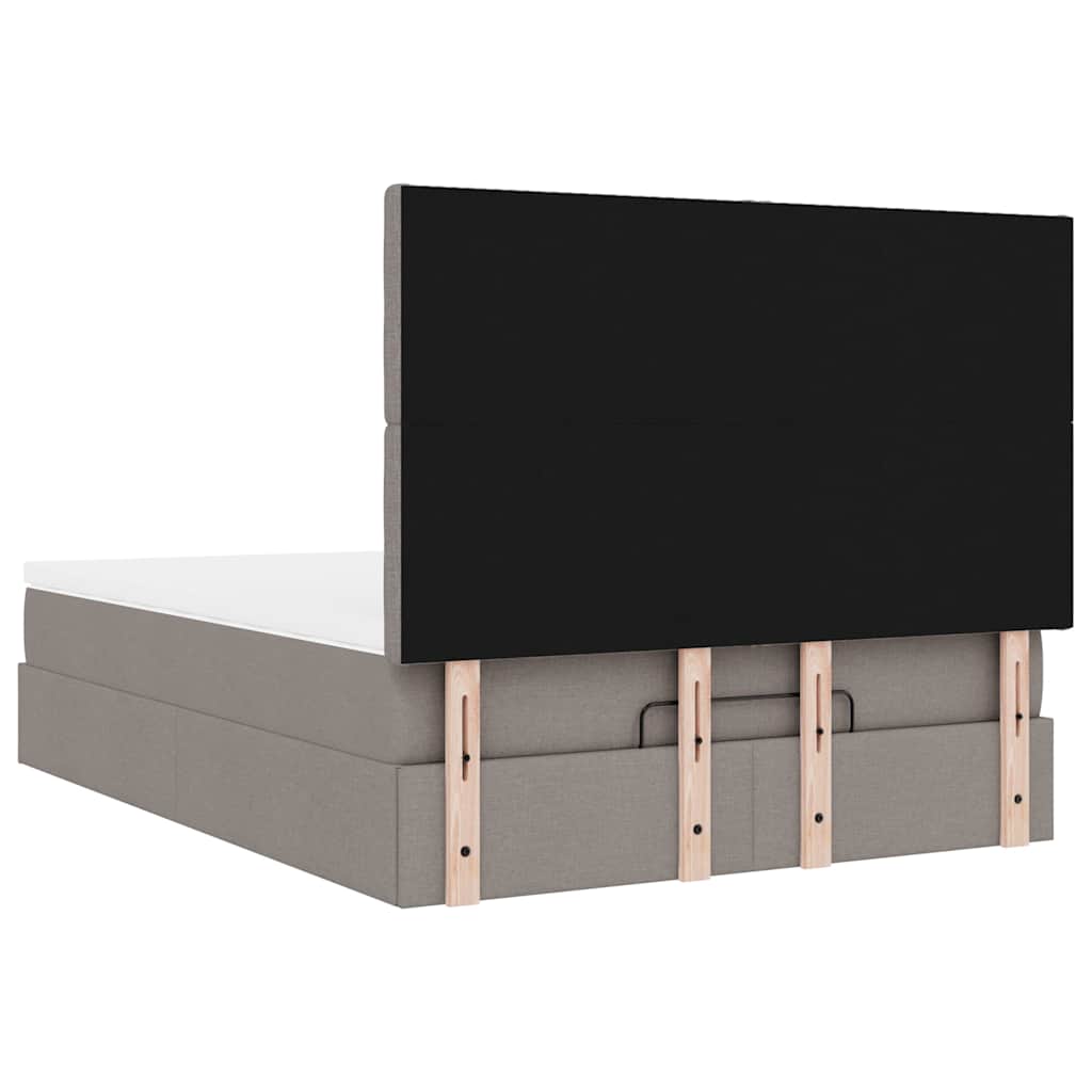 vidaXL Rama łóżka otomana z materacem, taupe, 140x190 cm, tkanina