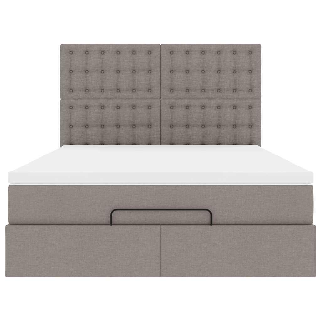 vidaXL Rama łóżka otomana z materacem, taupe, 140x200 cm, tkanina
