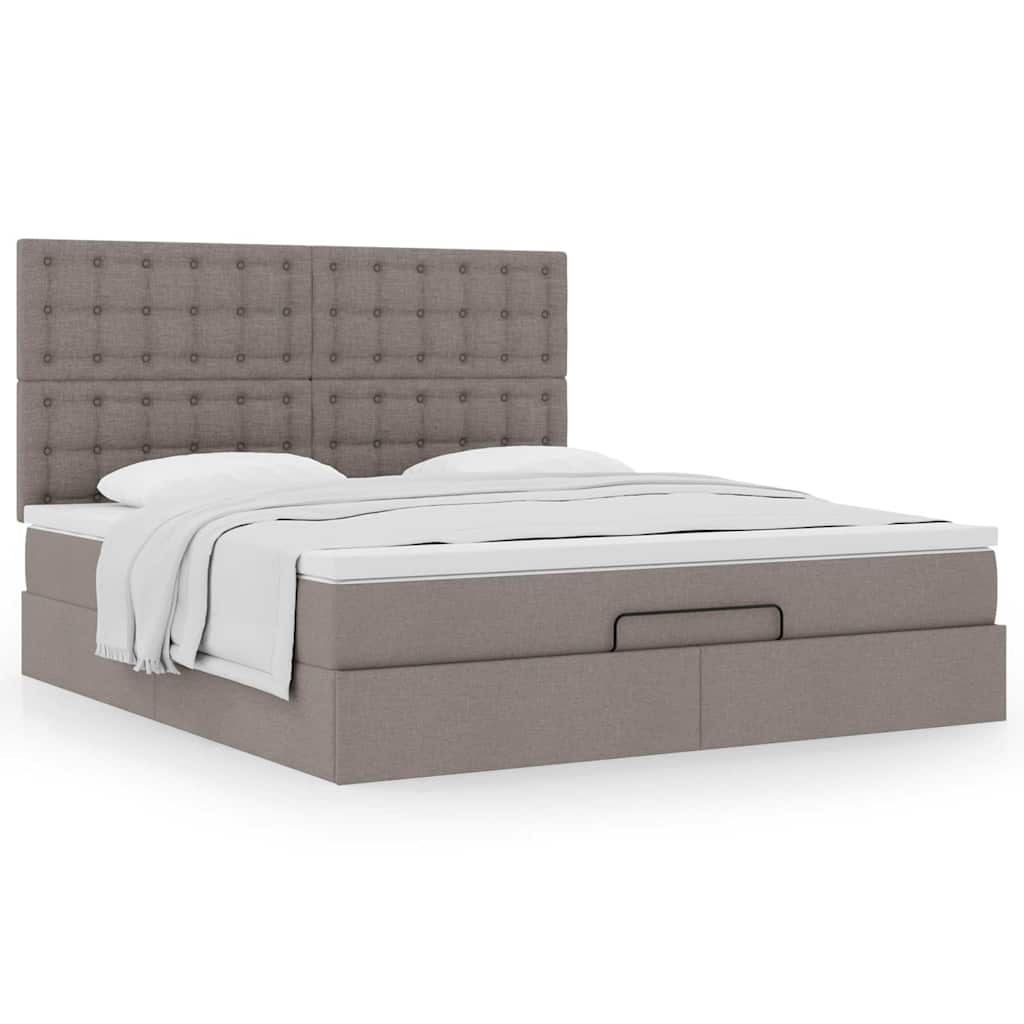 vidaXL Rama łóżka otomana z materacem, taupe, 180x200 cm, tkanina