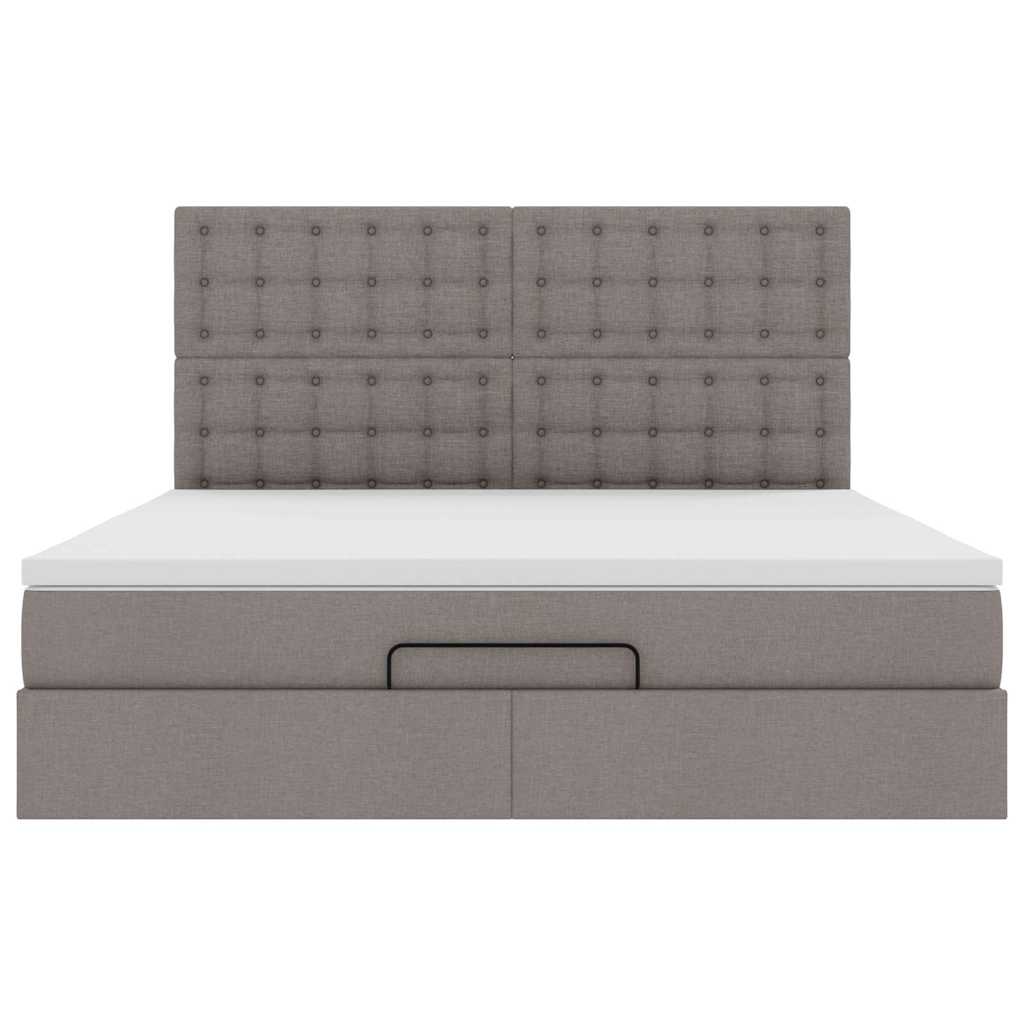 vidaXL Rama łóżka otomana z materacem, taupe, 180x200 cm, tkanina