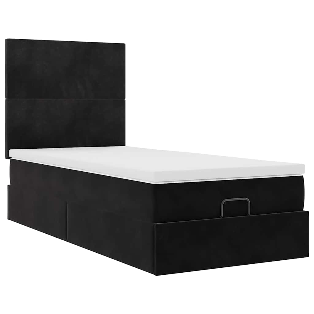 vidaXL Rama łóżka otomana z materacami, czarna, 90x190 cm, aksamit