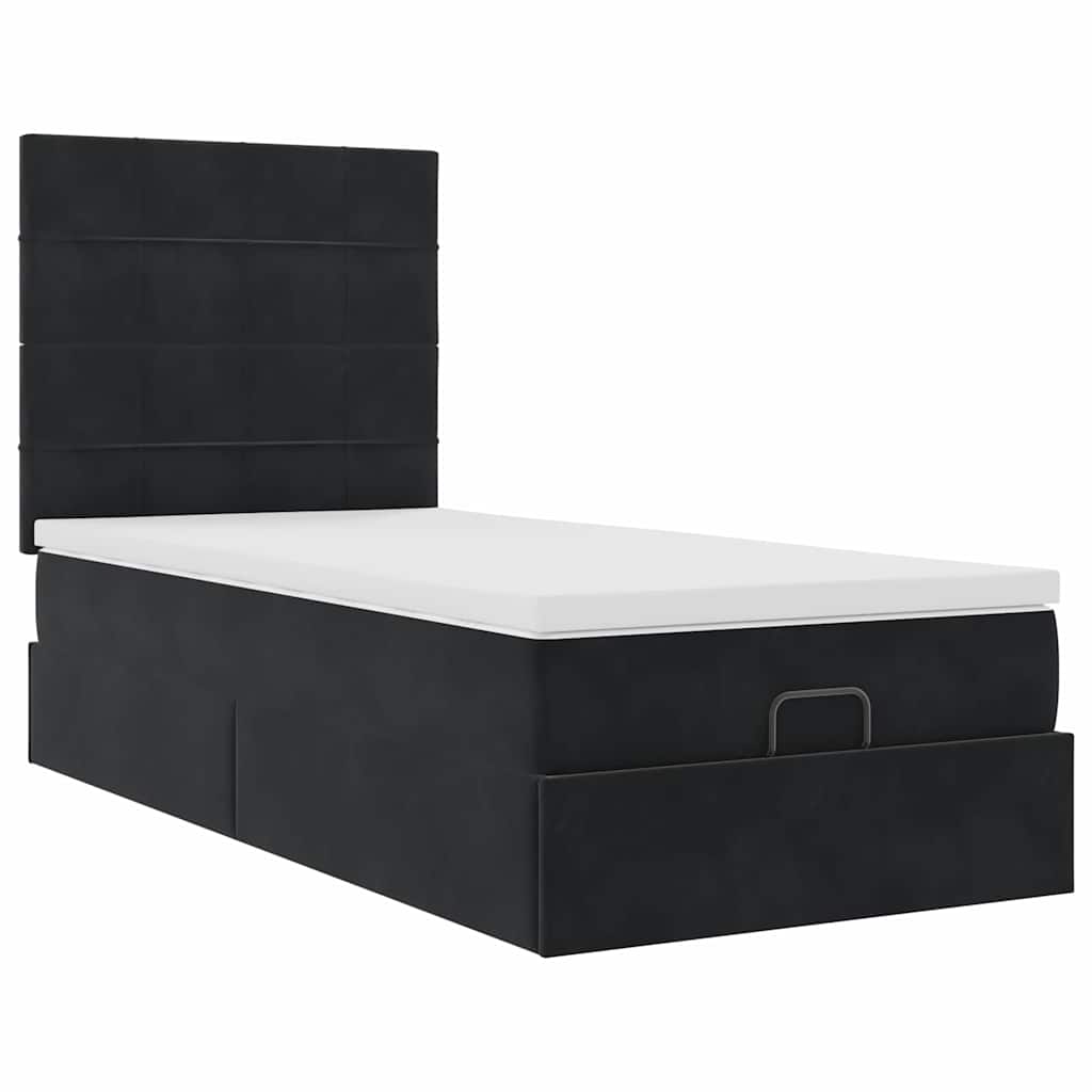 vidaXL Rama łóżka otomana z materacami, czarna, 90x200 cm, aksamit