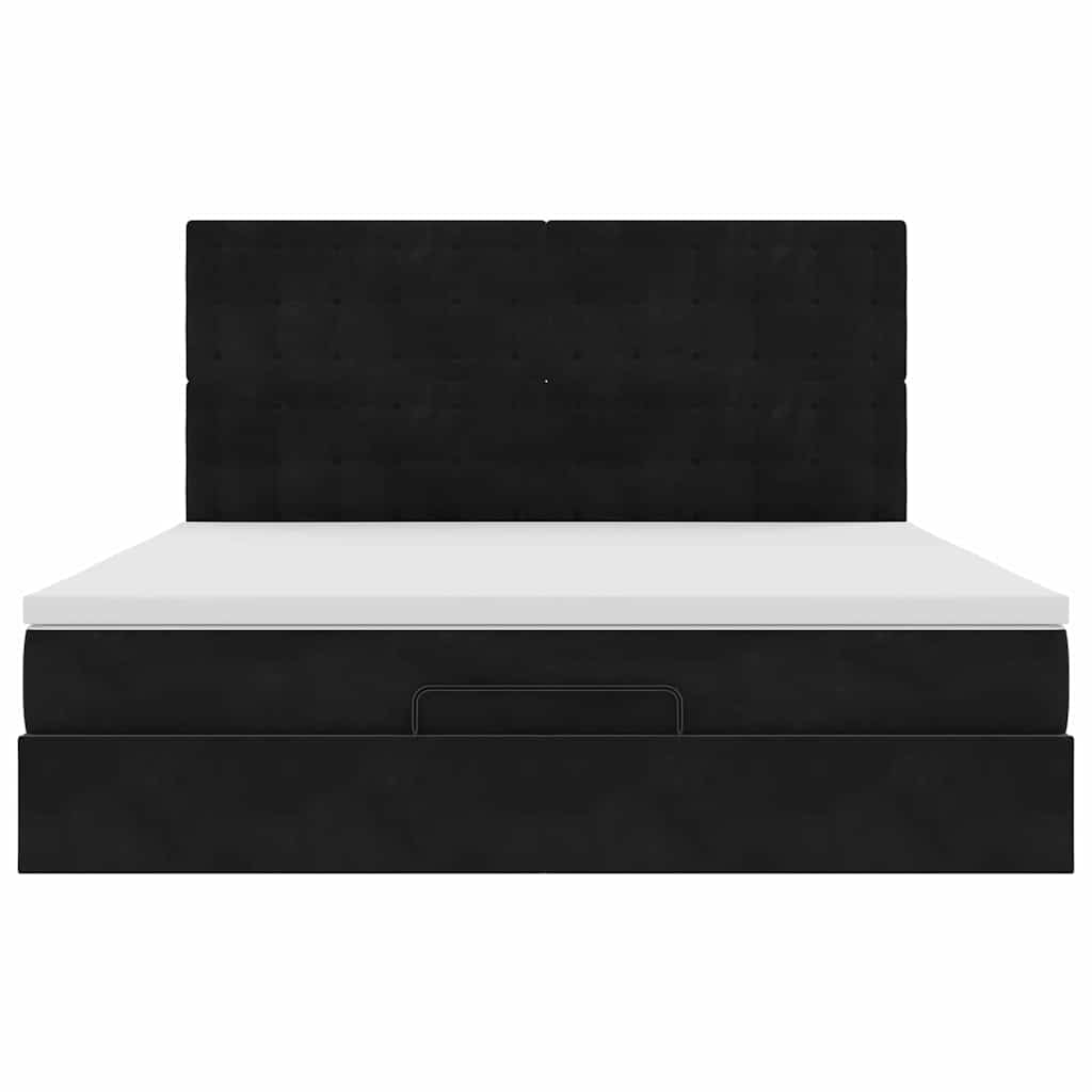 vidaXL Rama łóżka otomana z materacami, czarna, 160x200 cm, aksamit