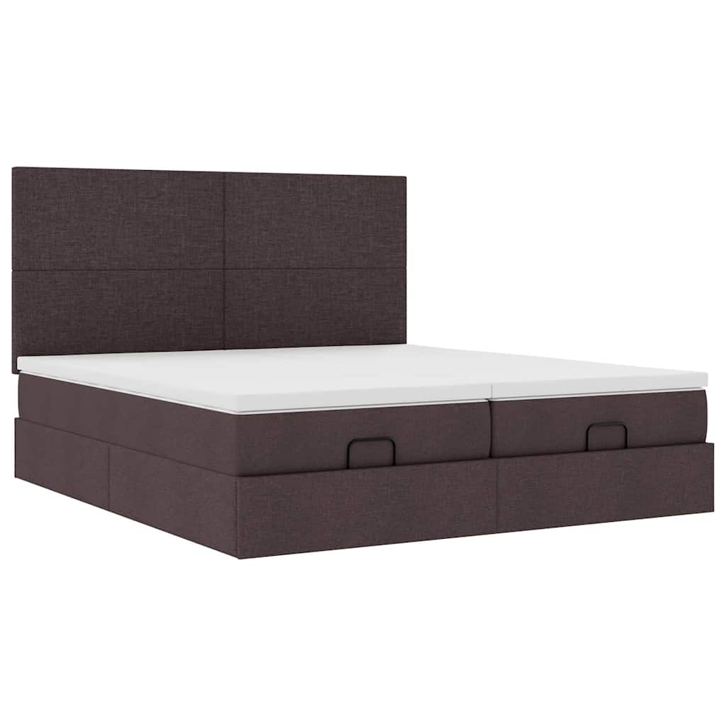 vidaXL Rama łóżka otomana z materacami, brązowa, 200x200 cm, tkanina