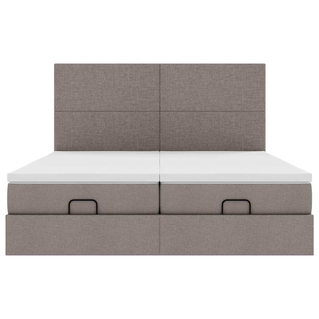 vidaXL Rama łóżka otomana z materacami, taupe, 200x200 cm, tkanina