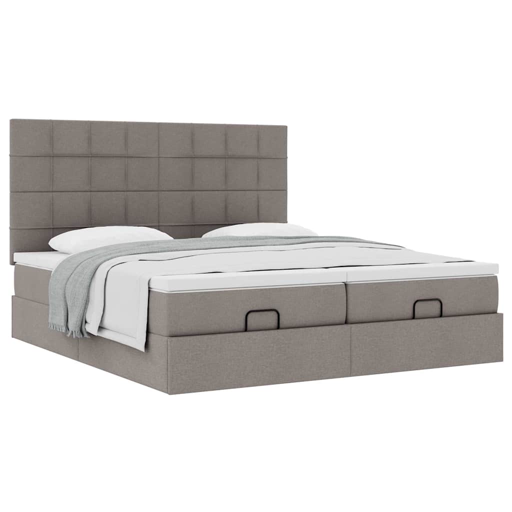 vidaXL Rama łóżka otomana z materacami, taupe, 200x200 cm, tkanina
