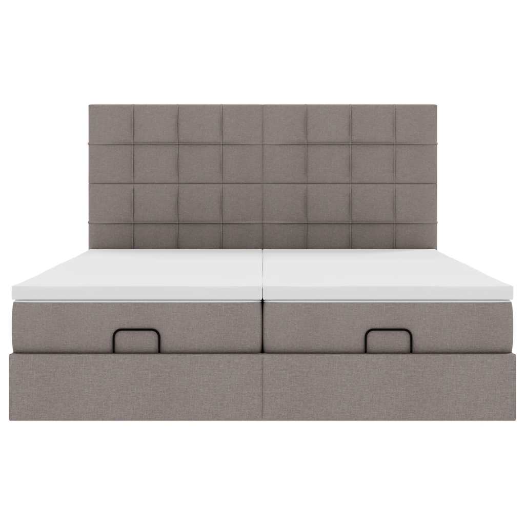 vidaXL Rama łóżka otomana z materacami, taupe, 200x200 cm, tkanina