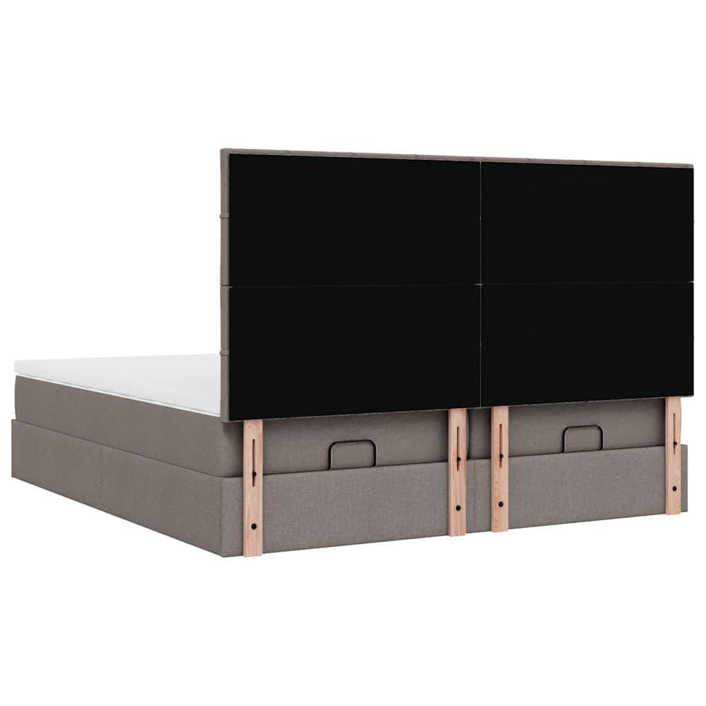 vidaXL Rama łóżka otomana z materacami, taupe, 200x200 cm, tkanina