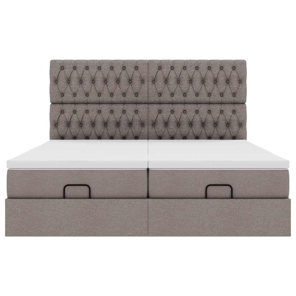 vidaXL Rama łóżka otomana z materacami, taupe, 200x200 cm, tkanina