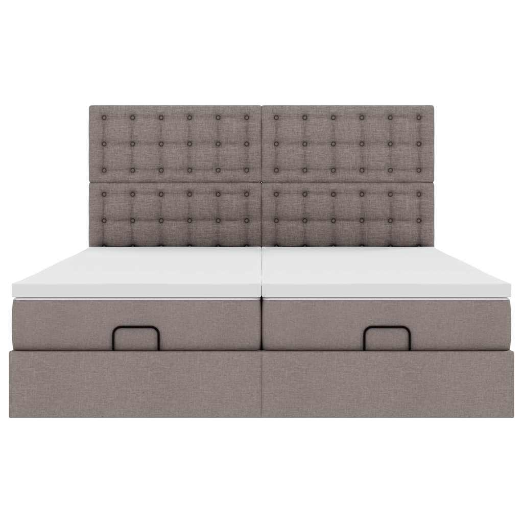 vidaXL Rama łóżka otomana z materacami, taupe, 200x200 cm, tkanina