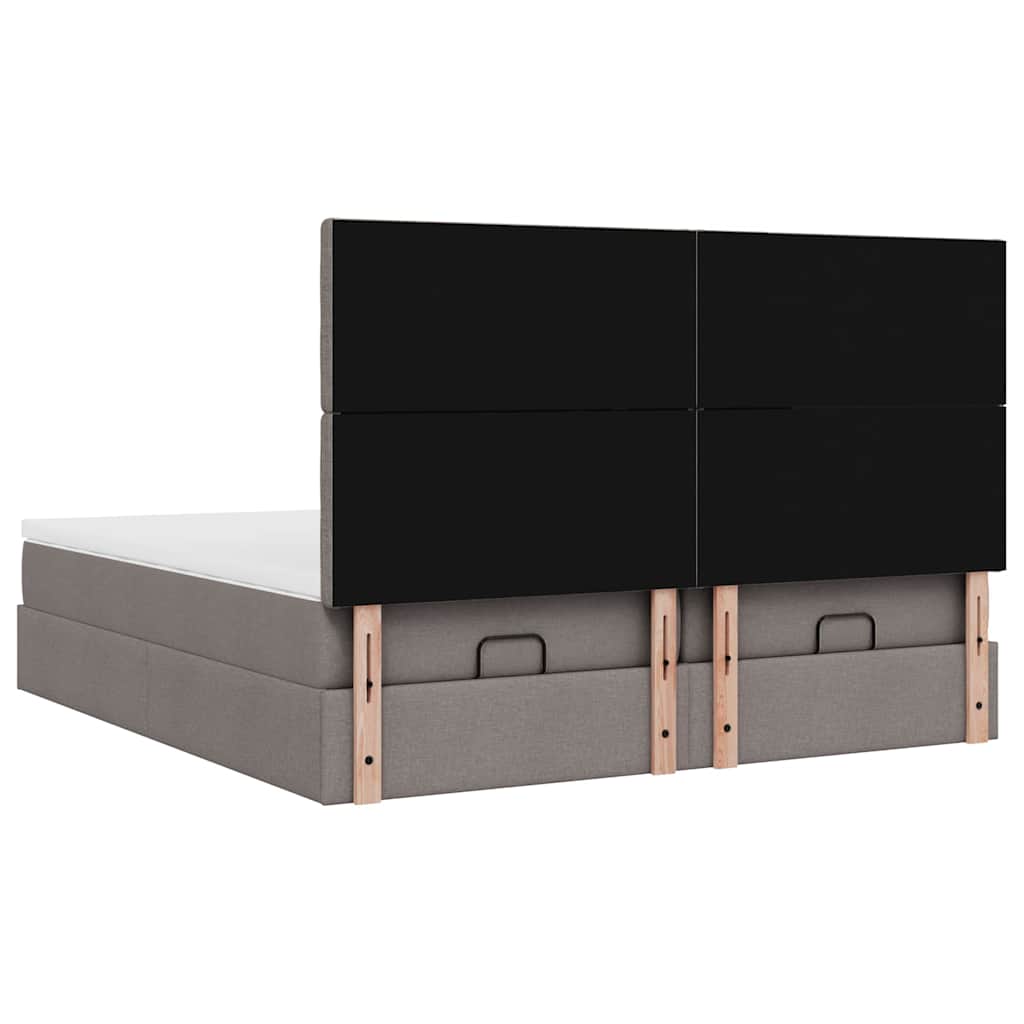 vidaXL Rama łóżka otomana z materacami, taupe, 200x200 cm, tkanina