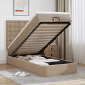 vidaXL Rama łóżka otomana z materacem, cappucino, 90x200 cm, ekoskóra