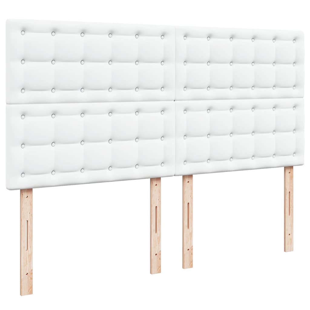 vidaXL Rama łóżka otomana z materacami, biała, 200x200 cm, ekoskóra