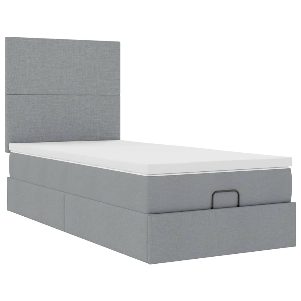 vidaXL Łóżko Ottoman z materacem i LED, jasnoszary, 80x200cm, tkanina