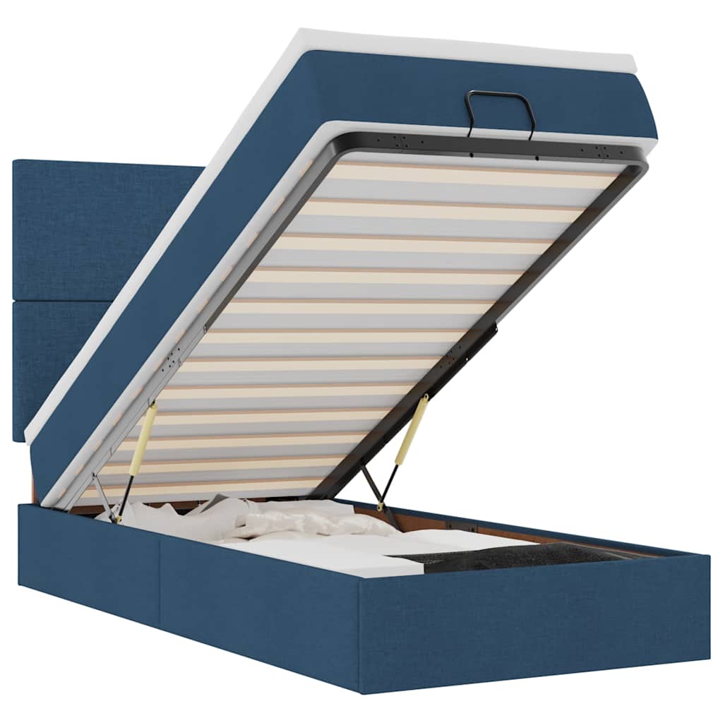 vidaXL Otomana Łóżko z Materacem i LED Niebieski 90x200 cm Tkanina