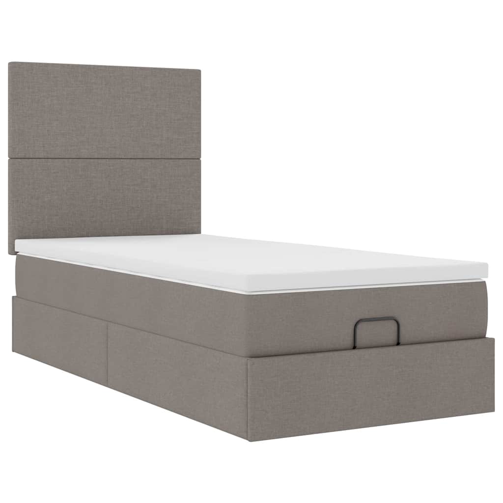 vidaXL Rama łóżka otomana z materacem, taupe, 100x200 cm, tkanina