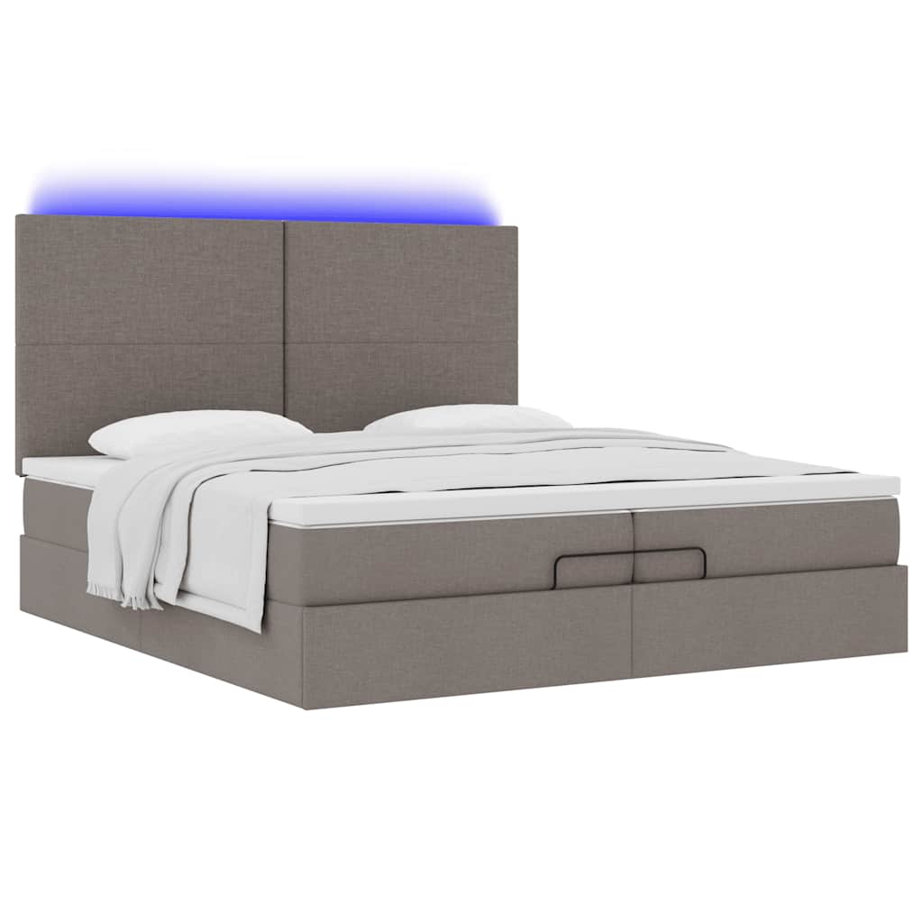 vidaXL Rama łóżka otomana z materacami, taupe, 200x200 cm, tkanina