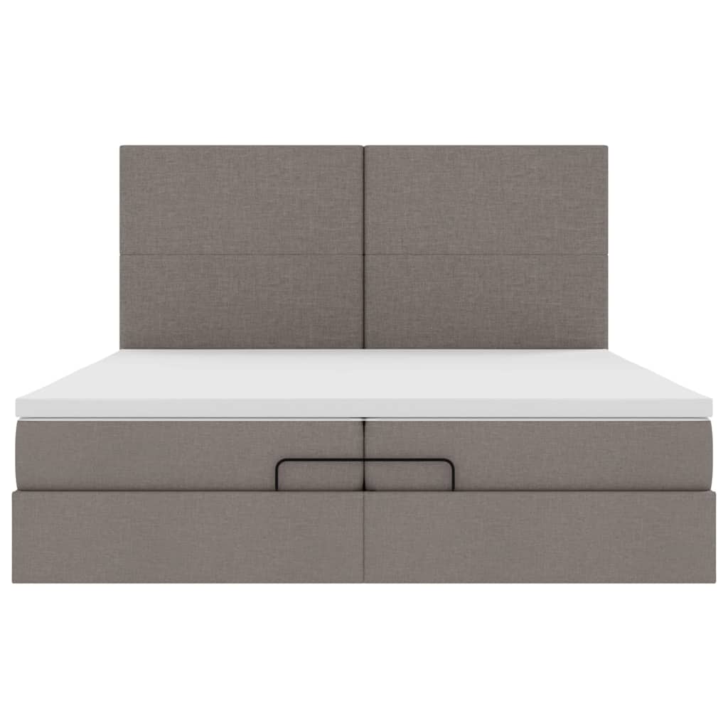 vidaXL Rama łóżka otomana z materacami, taupe, 200x200 cm, tkanina