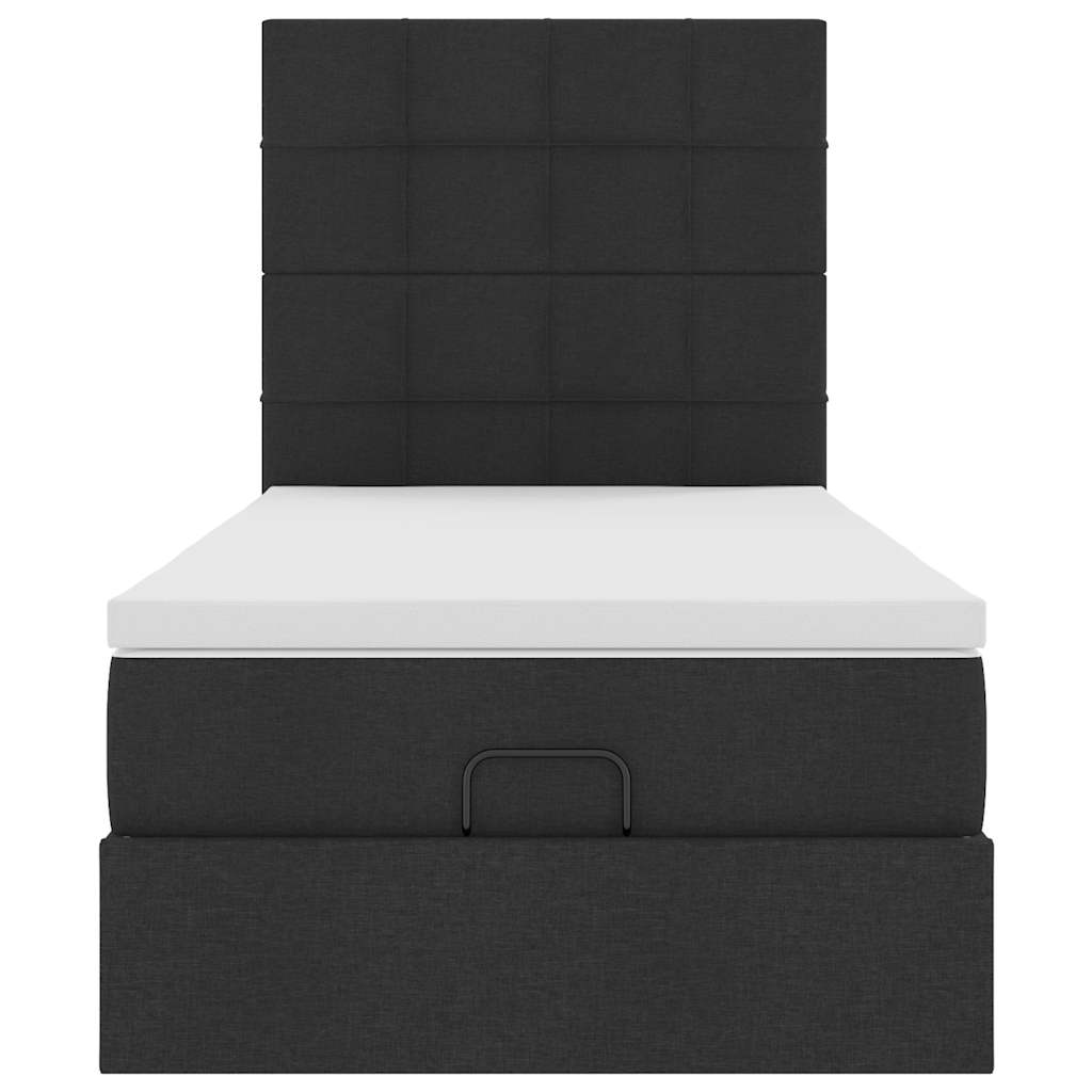 vidaXL Łóżko Ottoman z materacem i LED, czarny, 80x200cm, tkanina