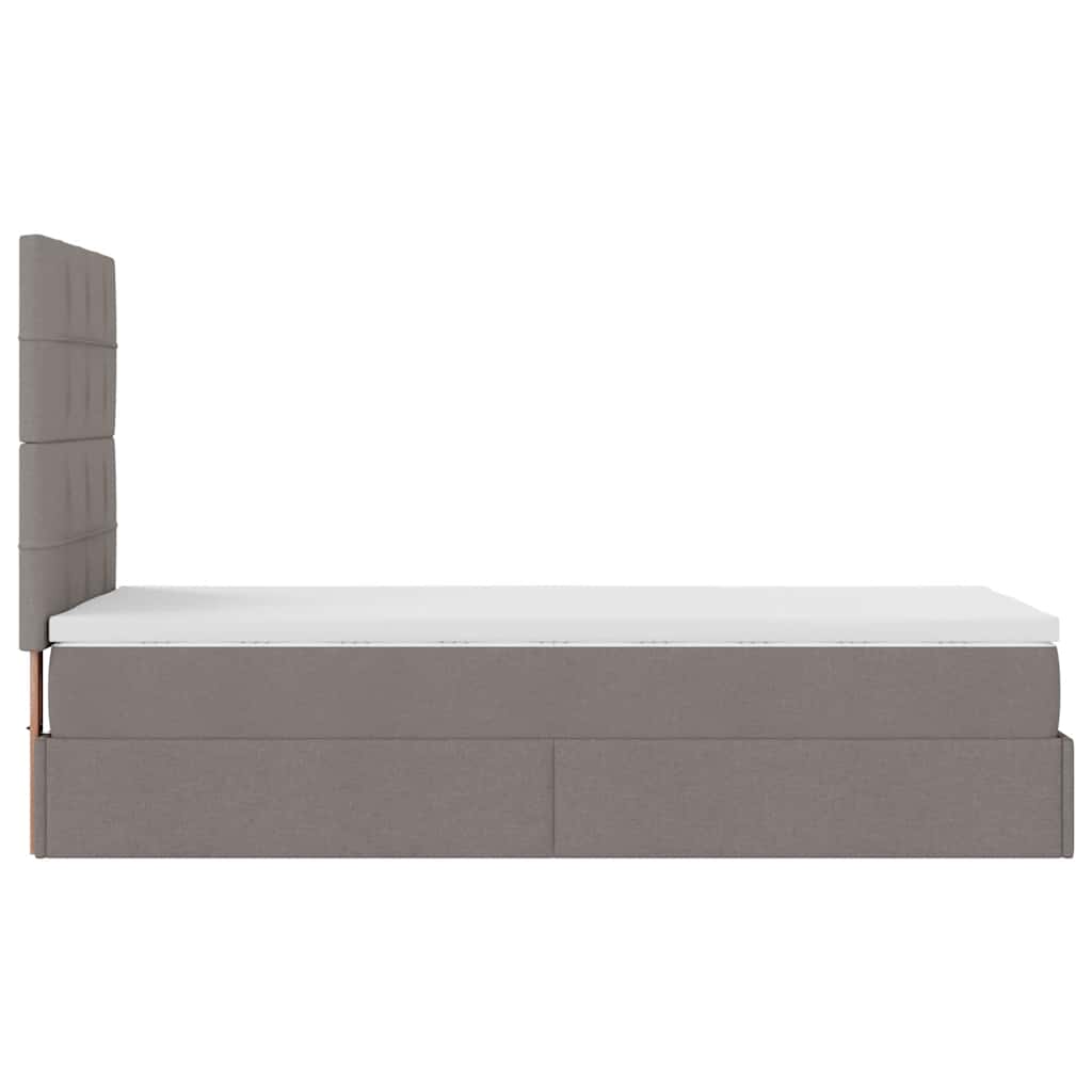 vidaXL Rama łóżka otomana z materacem, taupe, 100x200 cm, tkanina