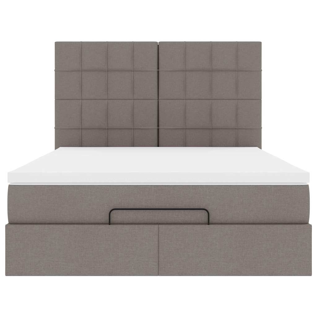 vidaXL Rama łóżka otomana z materacem, taupe, 140x190 cm, tkanina