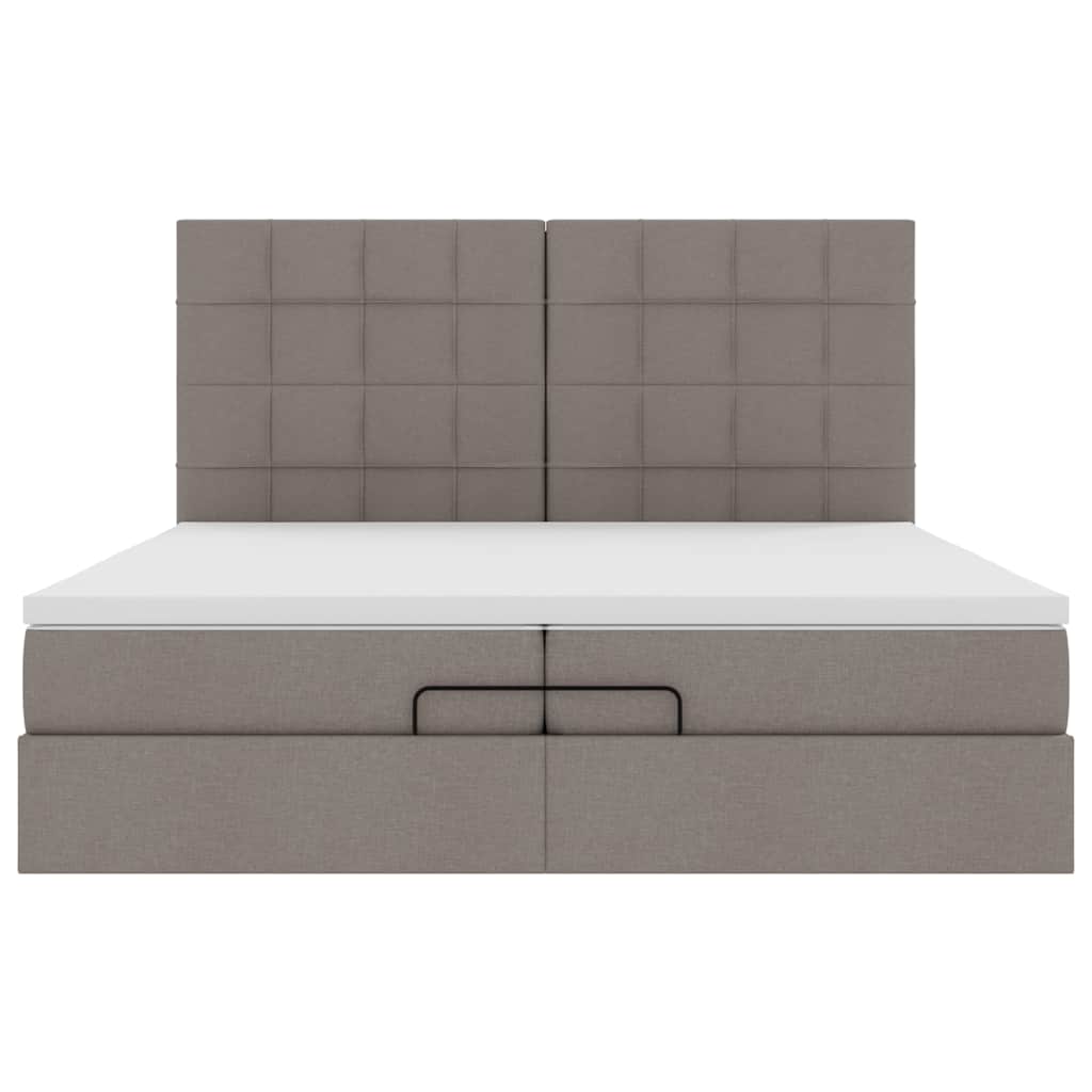 vidaXL Rama łóżka otomana z materacami, taupe, 200x200 cm, tkanina