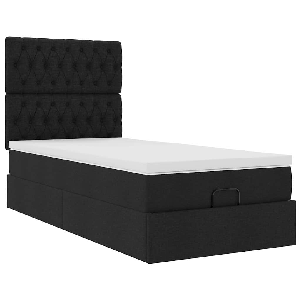 vidaXL Łóżko Ottoman z materacem i LED, czarny, 80x200cm, tkanina