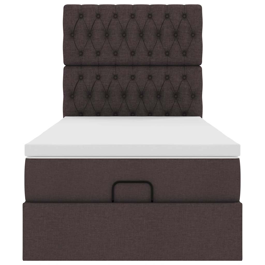 vidaXL Łóżko otomana z materacem i LED ciemnobrązowy 90x200 cm tkanina