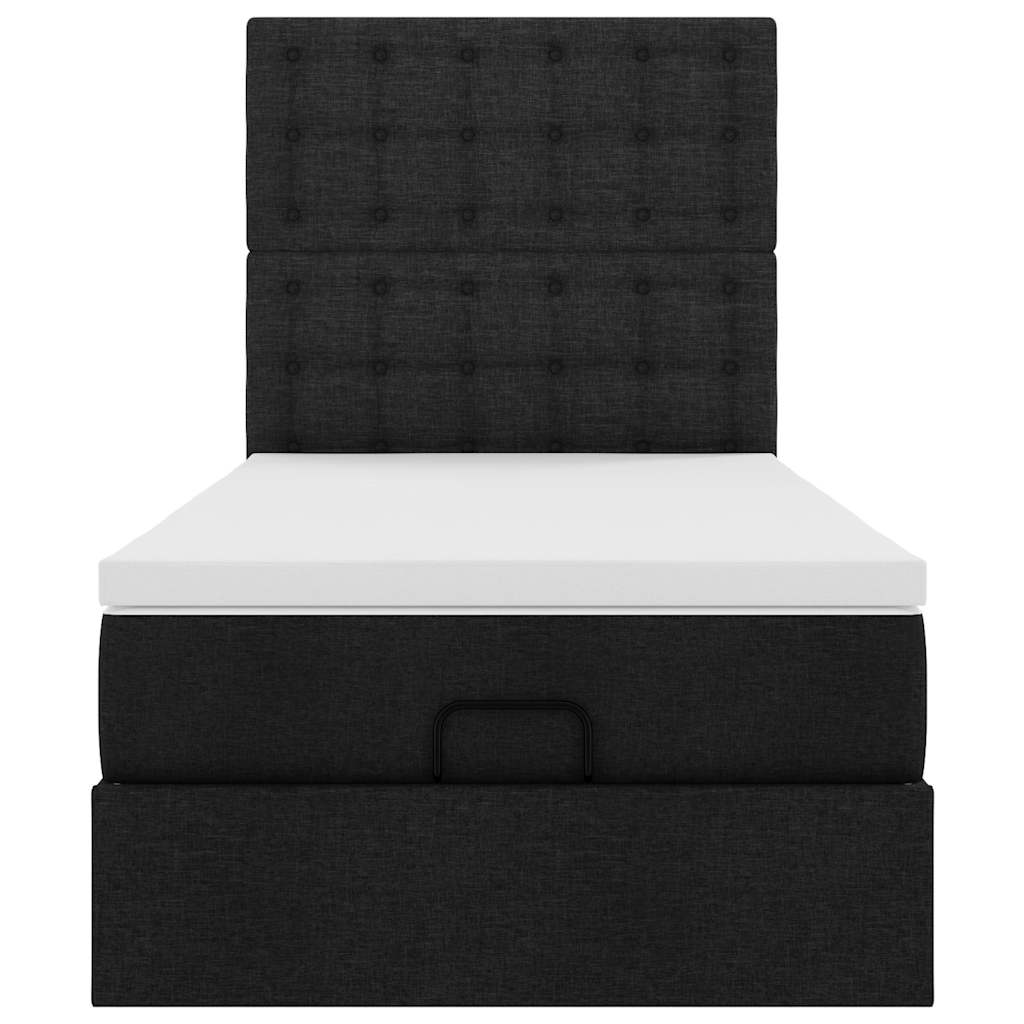 vidaXL Łóżko Ottoman z materacem i LED, czarny, 80x200cm, tkanina