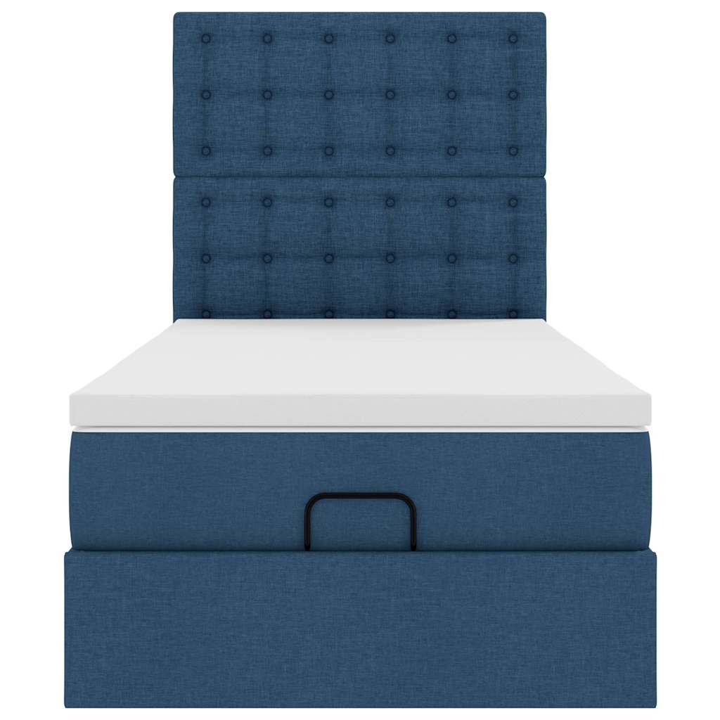 vidaXL Otomana Łóżko z Materacem i LED Niebieski 90x200 cm Tkanina