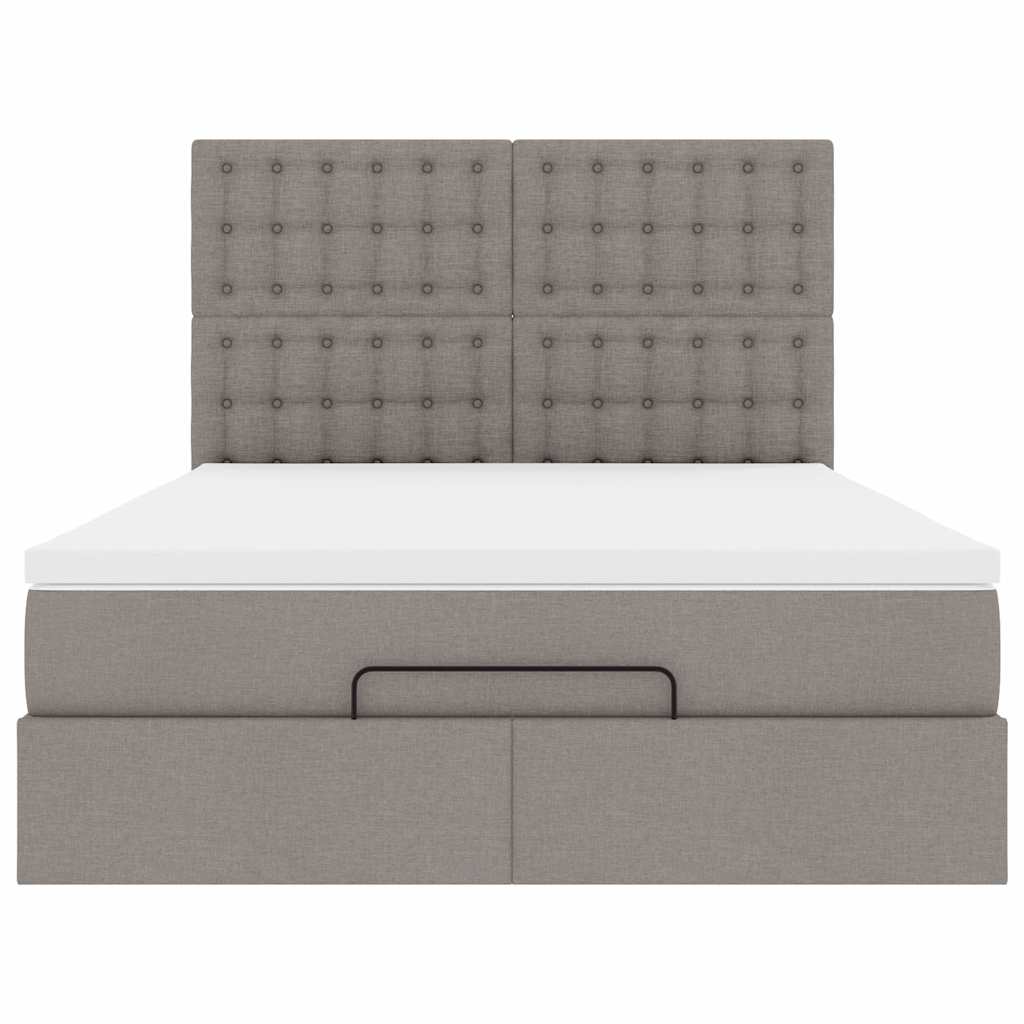 vidaXL Rama łóżka otomana z materacem, taupe, 140x190 cm, tkanina