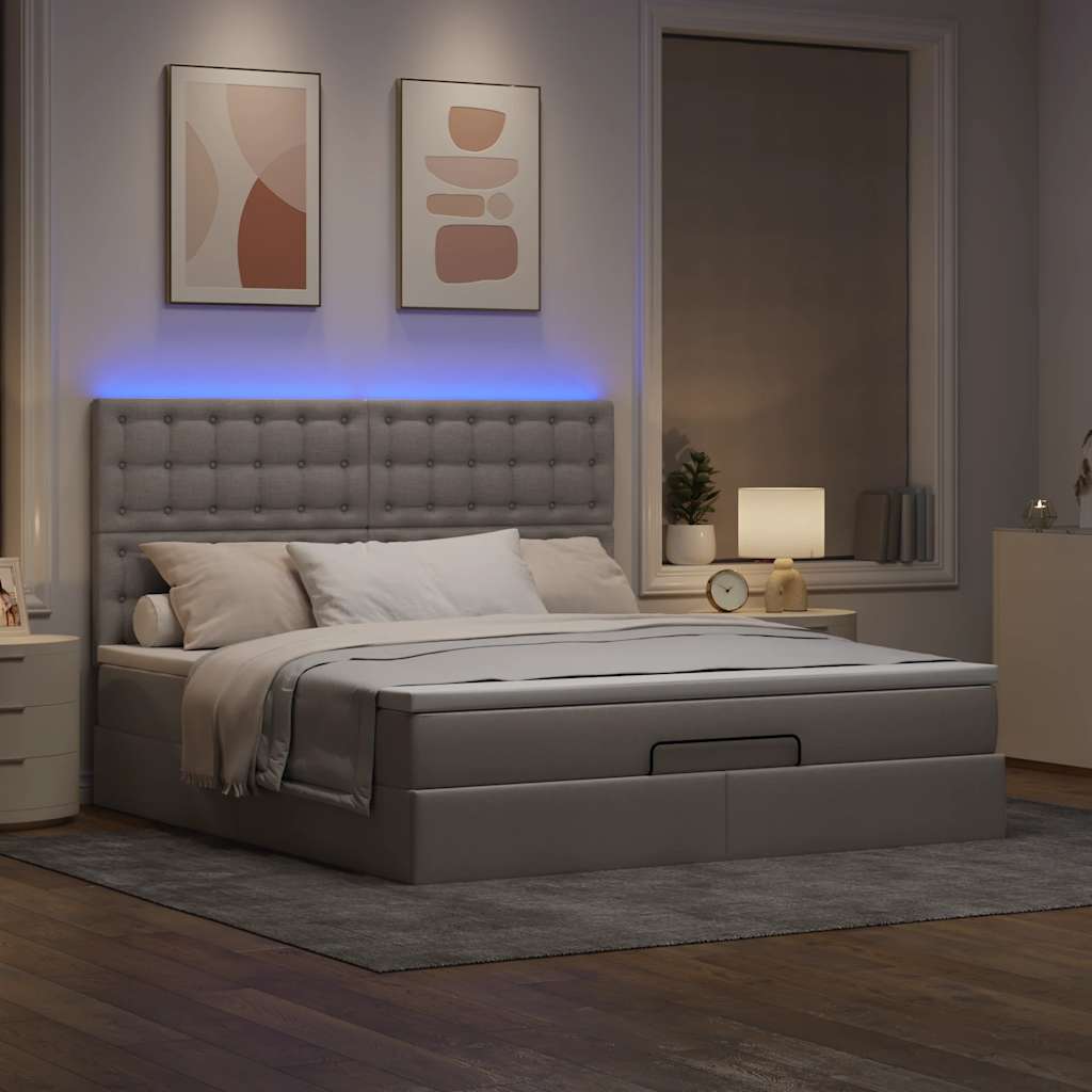 vidaXL Rama łóżka otomana z materacem, taupe, 180x200 cm, tkanina