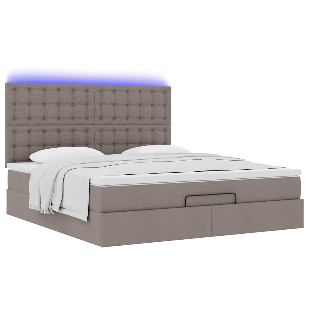 vidaXL Rama łóżka otomana z materacem, taupe, 180x200 cm, tkanina