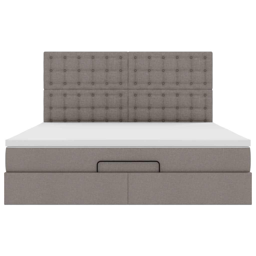 vidaXL Rama łóżka otomana z materacem, taupe, 180x200 cm, tkanina