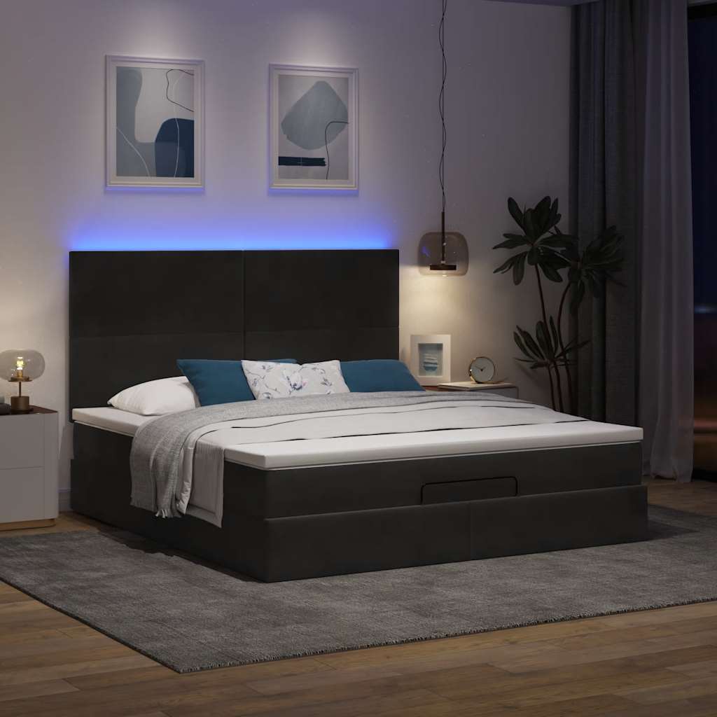 vidaXL Rama łóżka otomana z materacami, czarna, 160x200 cm, aksamit