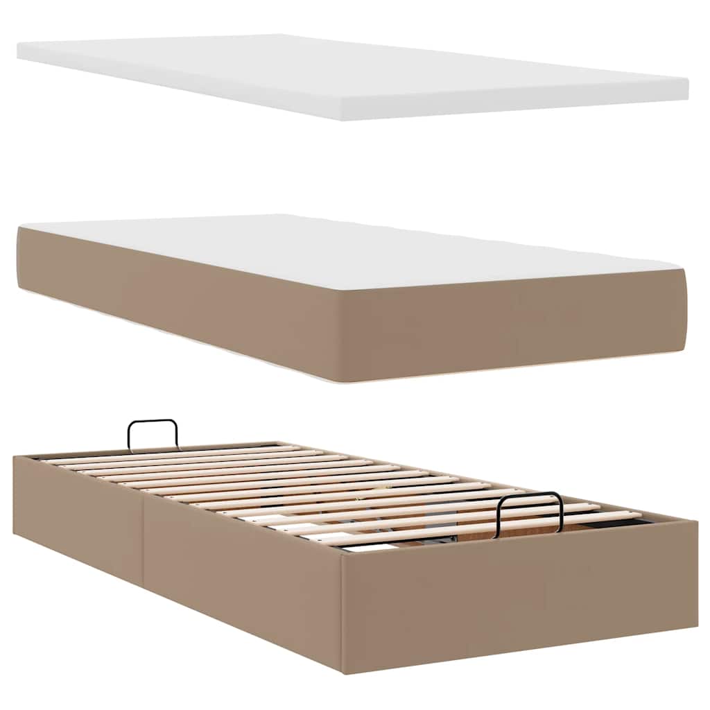 vidaXL Łóżko otomana z materacami i LED, cappucino, 180x200cm ekoskóra