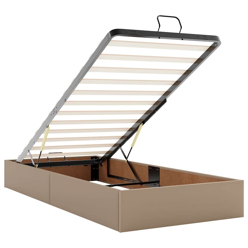 vidaXL Łóżko otomana z materacami i LED, cappucino, 180x200cm ekoskóra